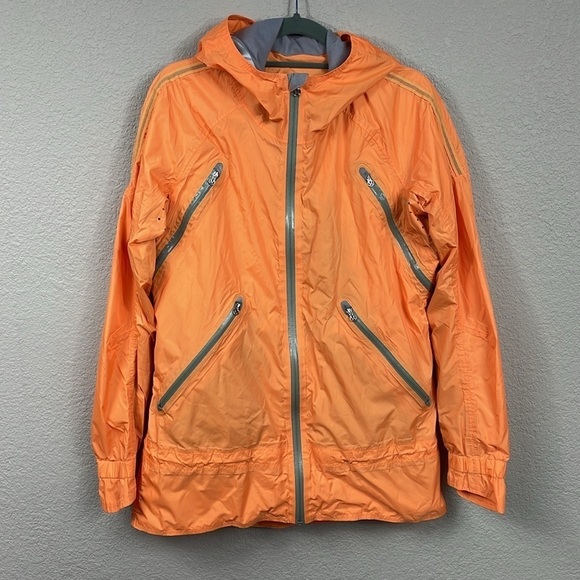 Lululemon Make It Rain Orange Jacket Rain Coat Running Windbreaker Hood Sz 6 - Picture 5 of 16